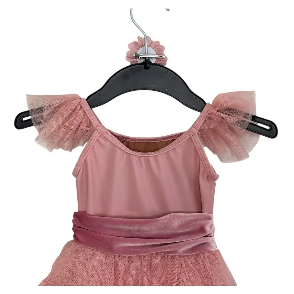 REVOLUTION DANCE Making Memories Pink Sequin Velvet Floral Ballet Costume XSC